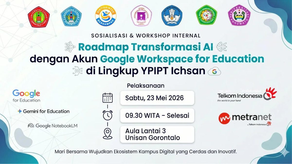 Perguruan Tinggi Yayasan Pengembangan Ilmu Pengatahuan dan Teknologi (YPIPT) Ichsan Gelar Workshop Transformasi AI Berbasis Google Workspace for Education