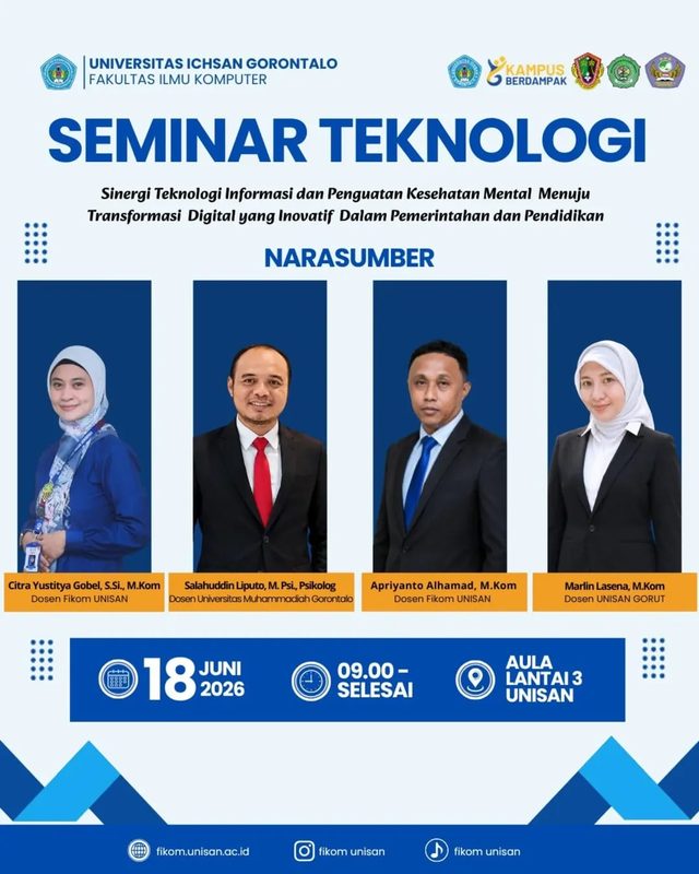 Fakultas Ilmu Komputer Unisan Gorontalo Gelar Seminar Teknologi dan Tandatangani MOA dengan Pemerintah Kecamatan Dumbo Raya serta Dua Sekolah